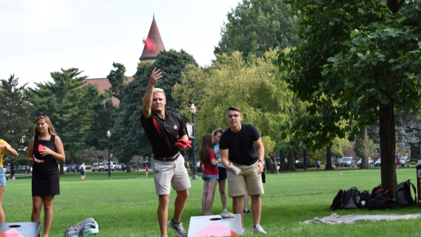Neuroscience Students Playing Cornhole